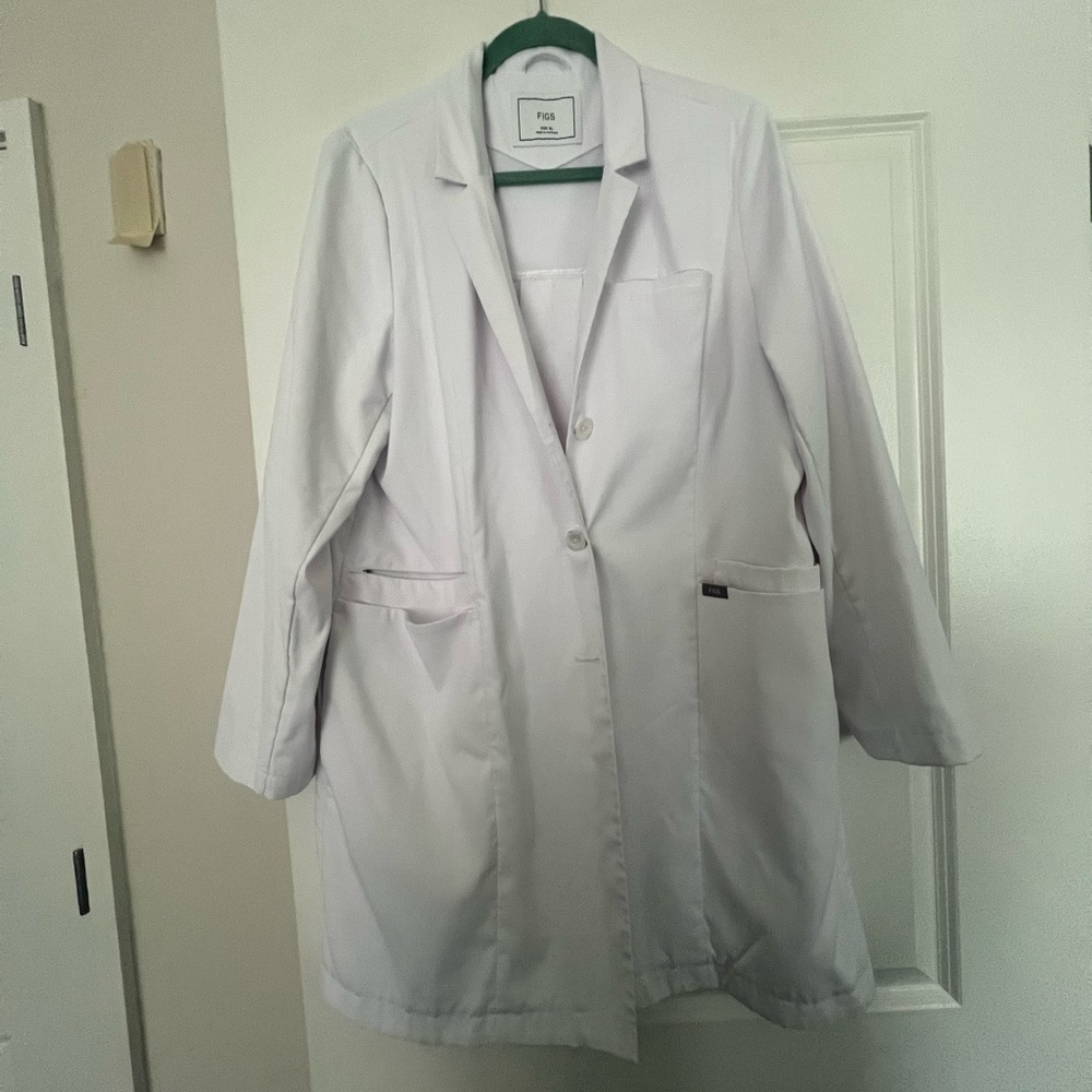 Figs White Blazer Long Tailored Jacket